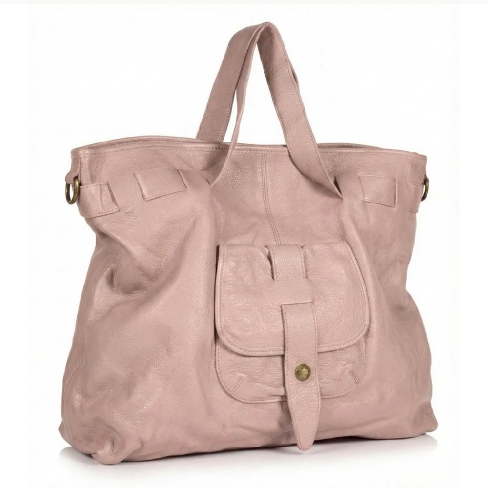 Pink Lamb Leather Tote Bag